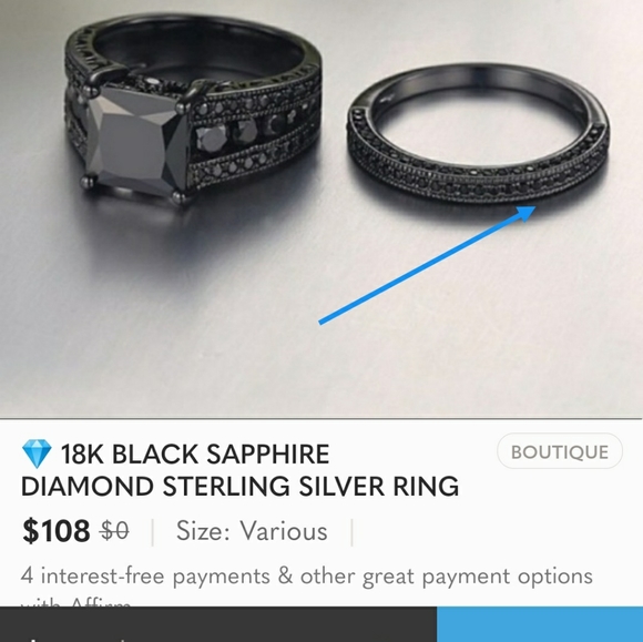 2C.T.W Princess Cut Black Diamond Bridal set Ring - Picture 13 of 16